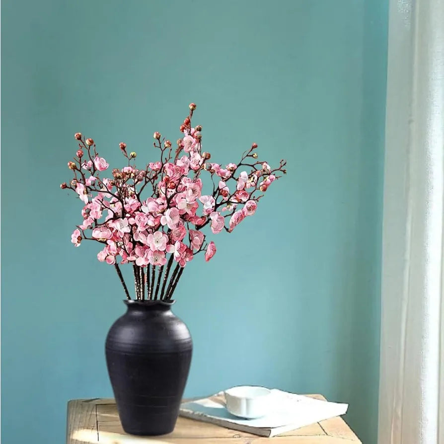 SATYAM KRAFT 3 Sticks Artificial Blossom Flower Bouquet Sticks for Home Decor, Bedroom, Living Room, Table, Balcony, Office, Wedding, Pooja, Anniversary Decorations – Pink